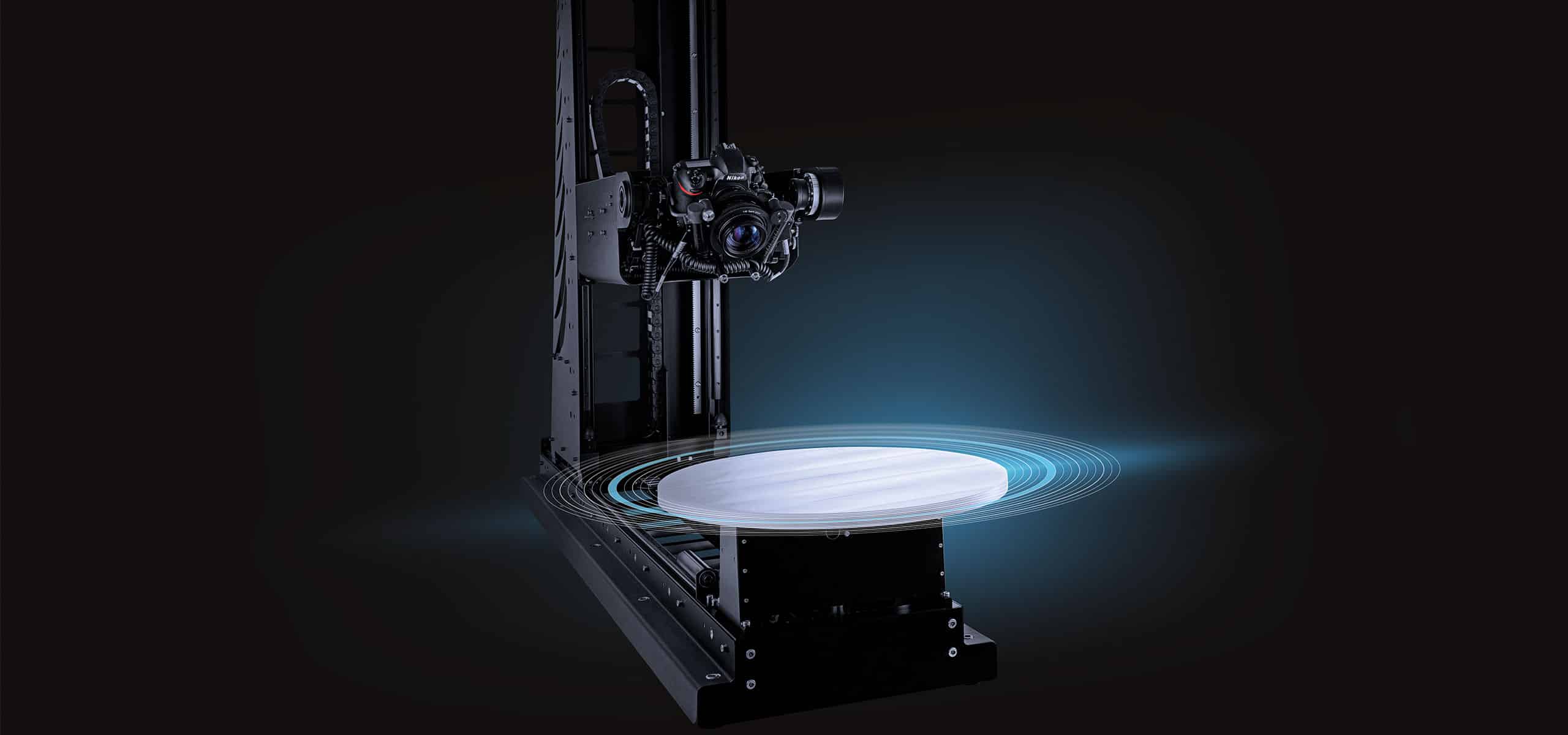 The KINISI rig: a turntable paired with a multi-axis camera arm